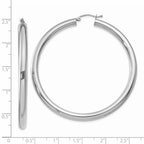 10 Karat White Gold 4mm x 55mm Tube Hoop Earrings - View 4