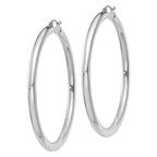 10 Karat White Gold 4mm x 60mm Tube Hoop Earrings - View 2