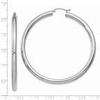 14K White Gold Polished 4mm Tube Hoop Earrings
