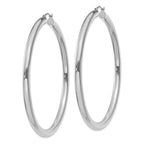 10 Karat White Gold 4mm x 65mm Tube Hoop Earrings - View 2