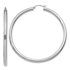 10 Karat White Gold 4mm x 65mm Tube Hoop Earrings | Sophia Jewelers