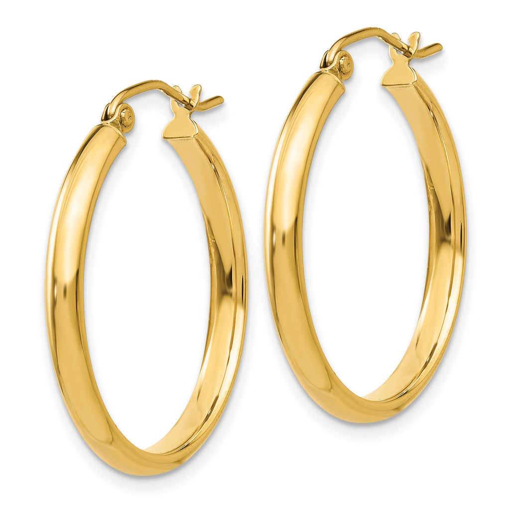 14k 2.75x25mm Polished Tube Hoop Earrings