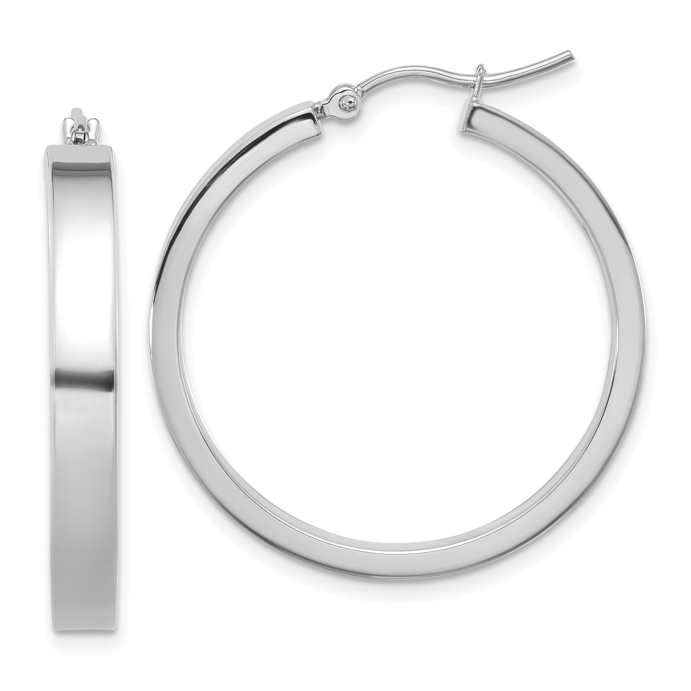 14K White Gold Polished Hoop Earring Main image
