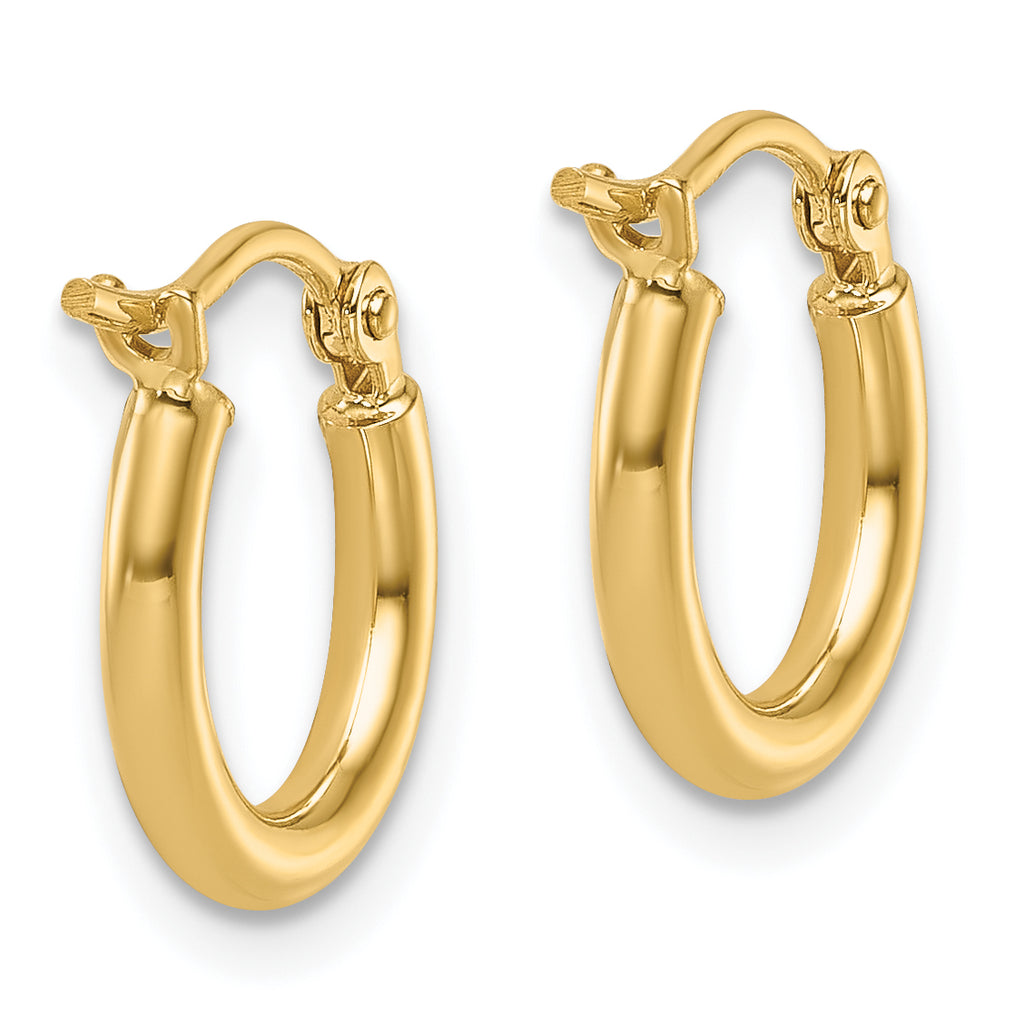 10k 2x12mm Polished Hoop Earrings