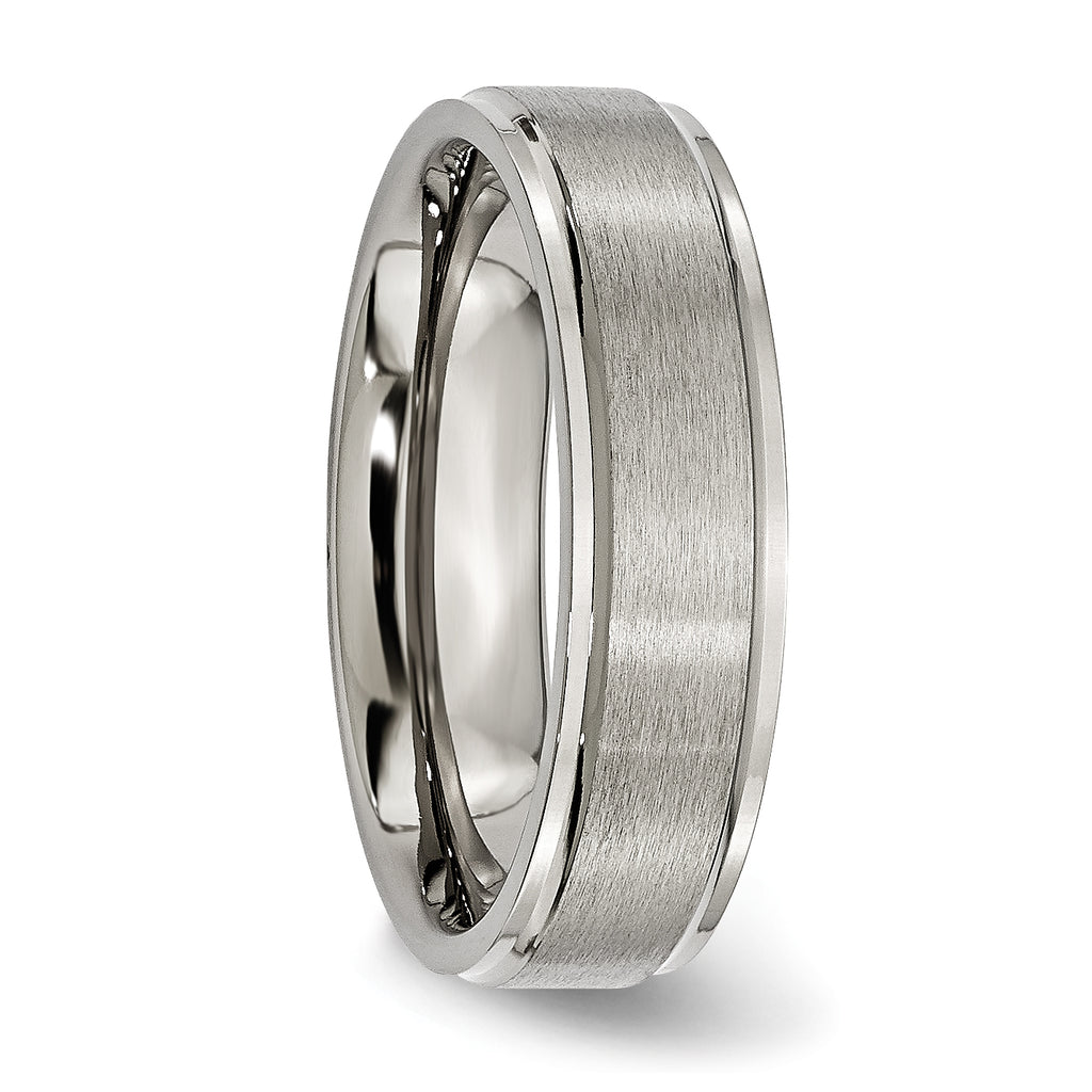 Chisel Titanium Brushed Center 6mm Ridged Edge Band