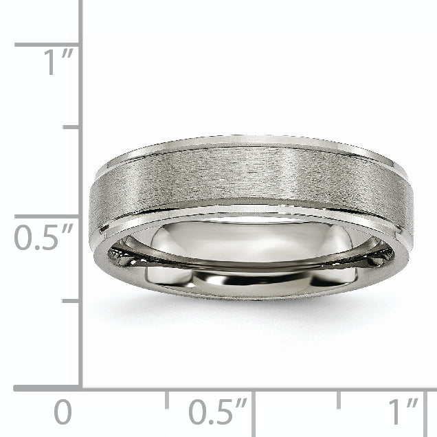 Chisel Titanium Brushed Center 6mm Ridged Edge Band