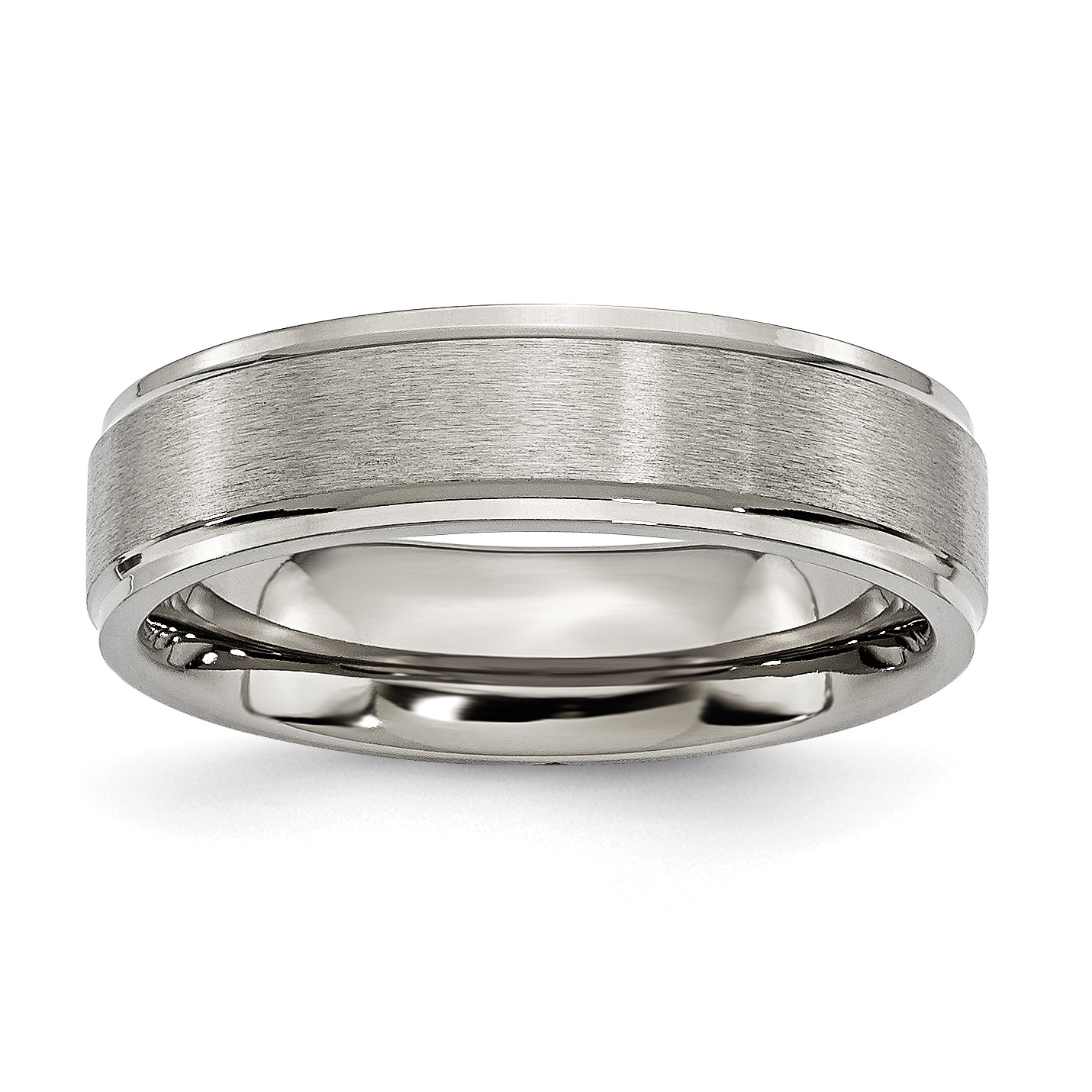 Chisel Titanium Brushed Center 6mm Ridged Edge Band Main image
