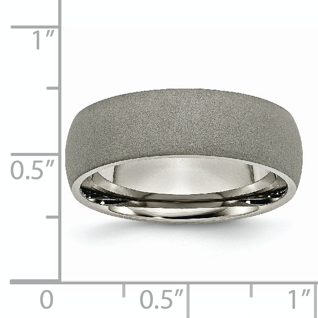 Chisel Titanium Stone Finish 7mm Half Round Band