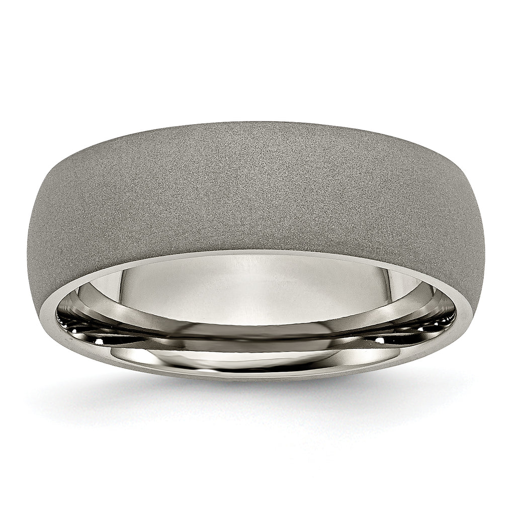 Chisel Titanium Stone Finish 7mm Half Round Band