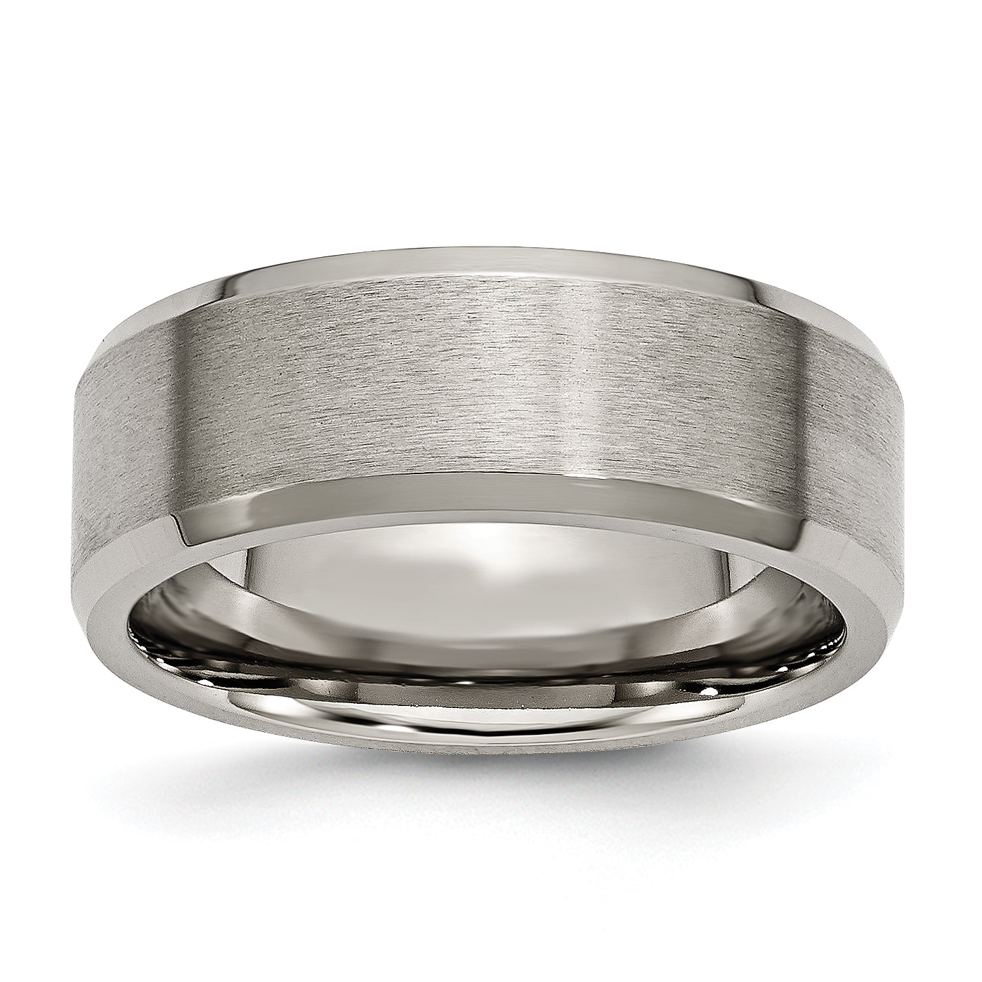 Chisel Titanium Brushed and Polished 8mm Beveled Edge Band Main image