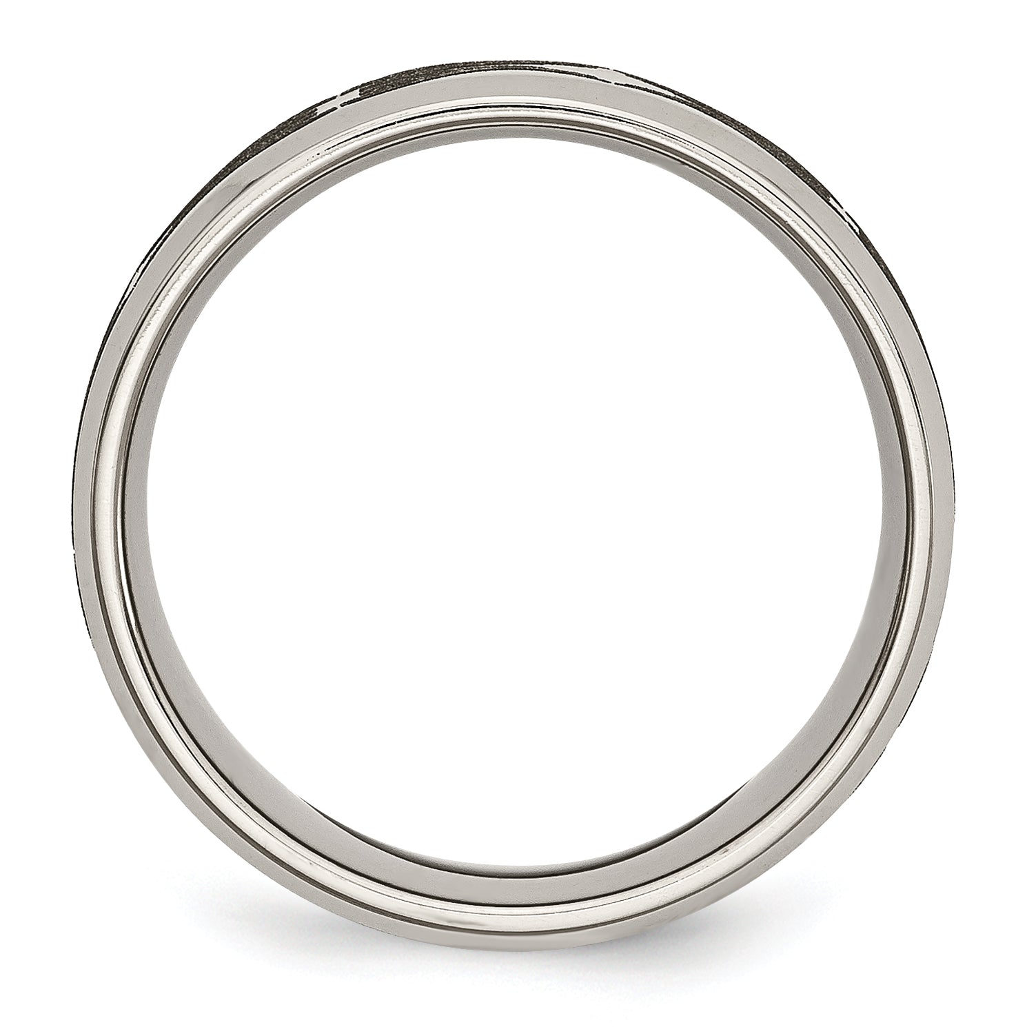 Titanium Brushed & Polished Laser Design 8mm Beveled Edge Band Secondary image