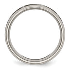 Titanium Brushed & Polished Laser Design 8mm Beveled Edge Band