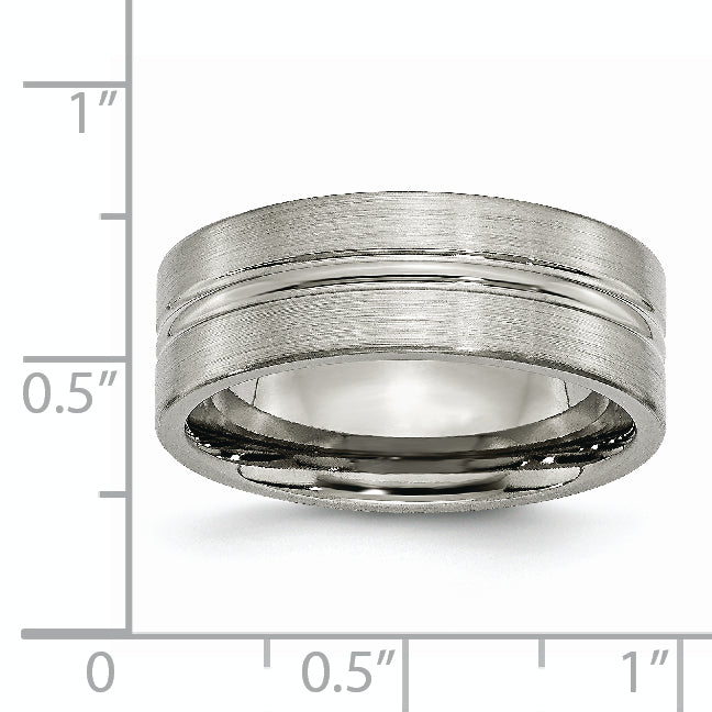 Chisel Titanium Brushed and Polished 8mm Grooved Band