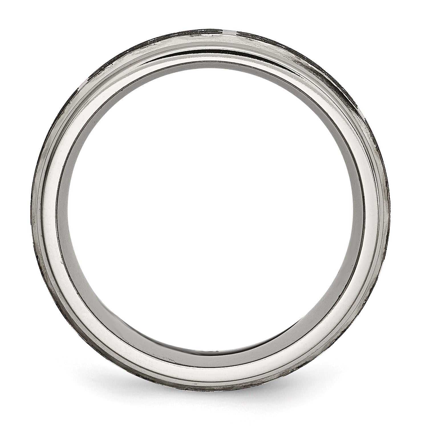 Chisel Titanium Brushed and Polished Celtic Laser Design 8mm Ridged Edge Band Secondary image