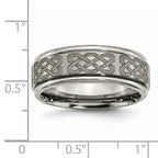 Chisel Titanium Brushed and Polished Celtic Laser Design 8mm Ridged Edge Band
