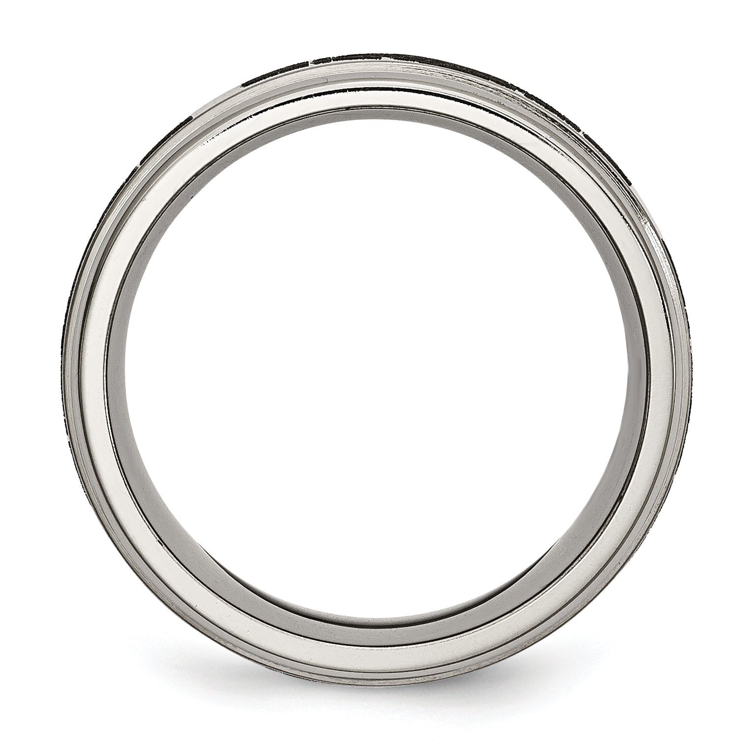 Chisel Titanium Brushed and Polished Claddagh Laser Design 8mm Ridged Edge Band Secondary image