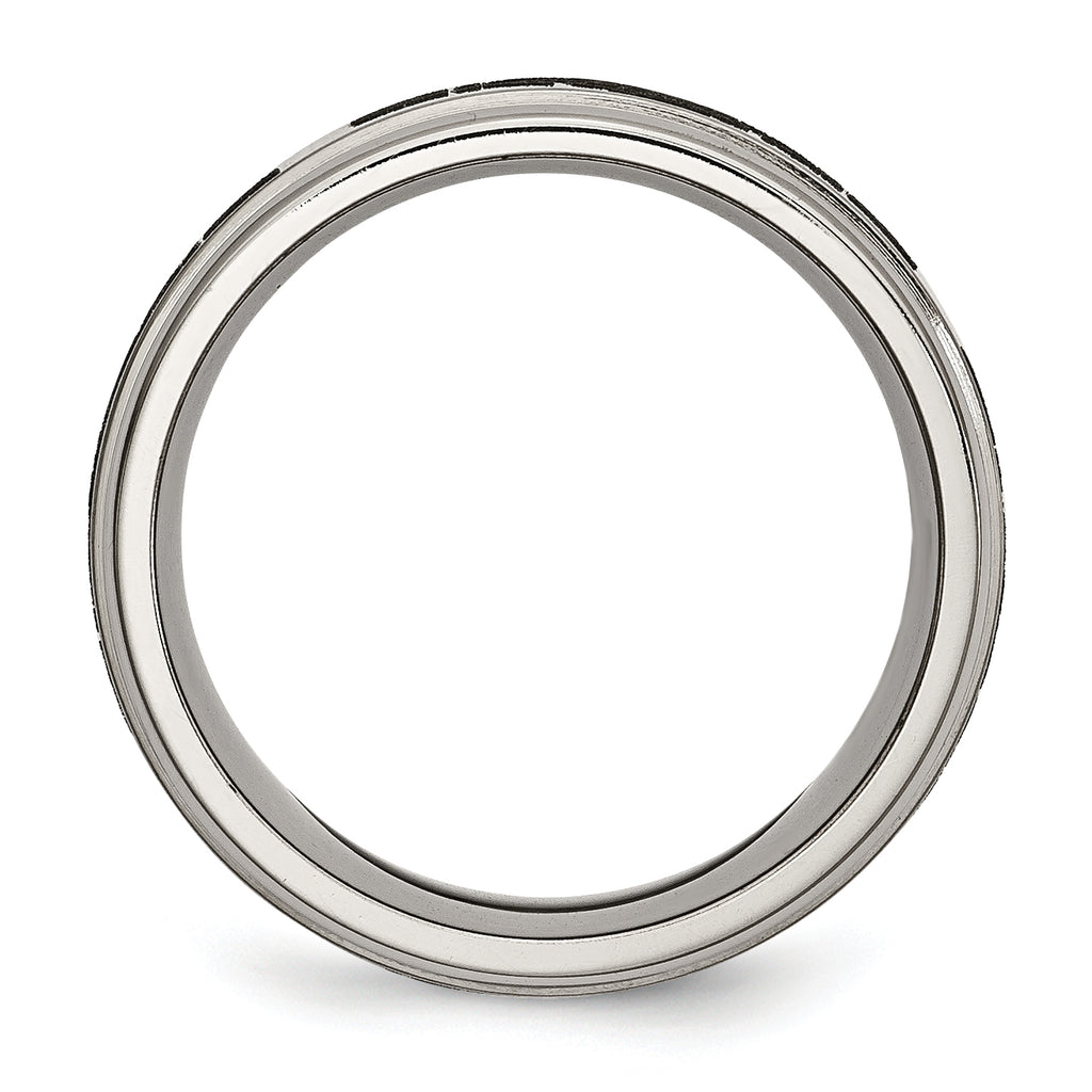 Chisel Titanium Brushed and Polished Claddagh Laser Design 8mm Ridged Edge Band