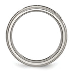Chisel Titanium Brushed and Polished Claddagh Laser Design 8mm Ridged Edge Band