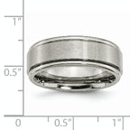 Chisel Titanium Brushed Center 8mm Ridged Edge Band