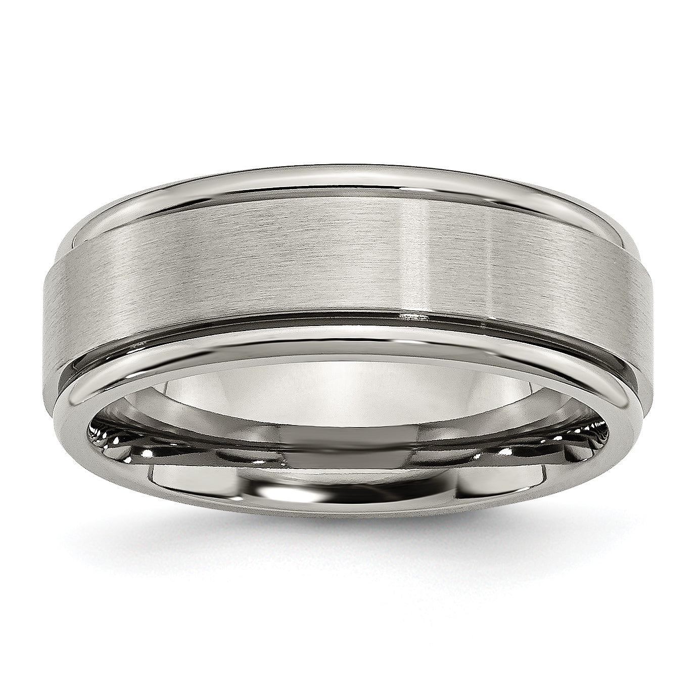 Chisel Titanium Brushed Center 8mm Ridged Edge Band Main image