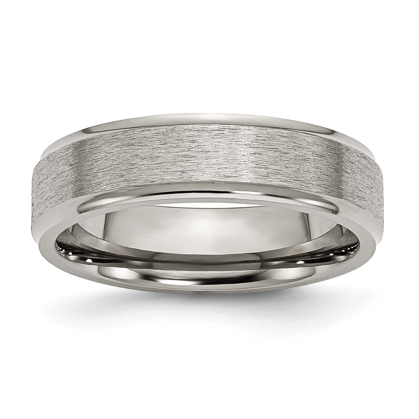 Chisel Titanium Brushed Center 6mm Ridged Edge Band Main image