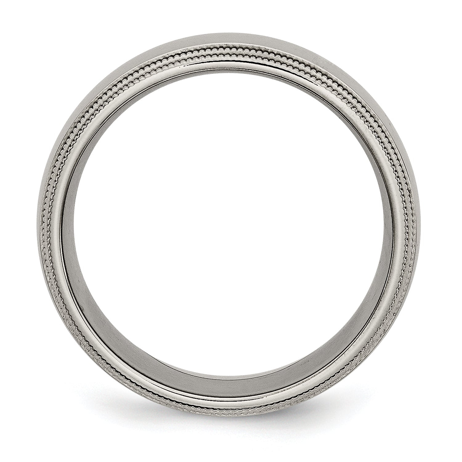 Grooved & Beaded Edge Wedding Band in Titanium, 8mm Secondary image