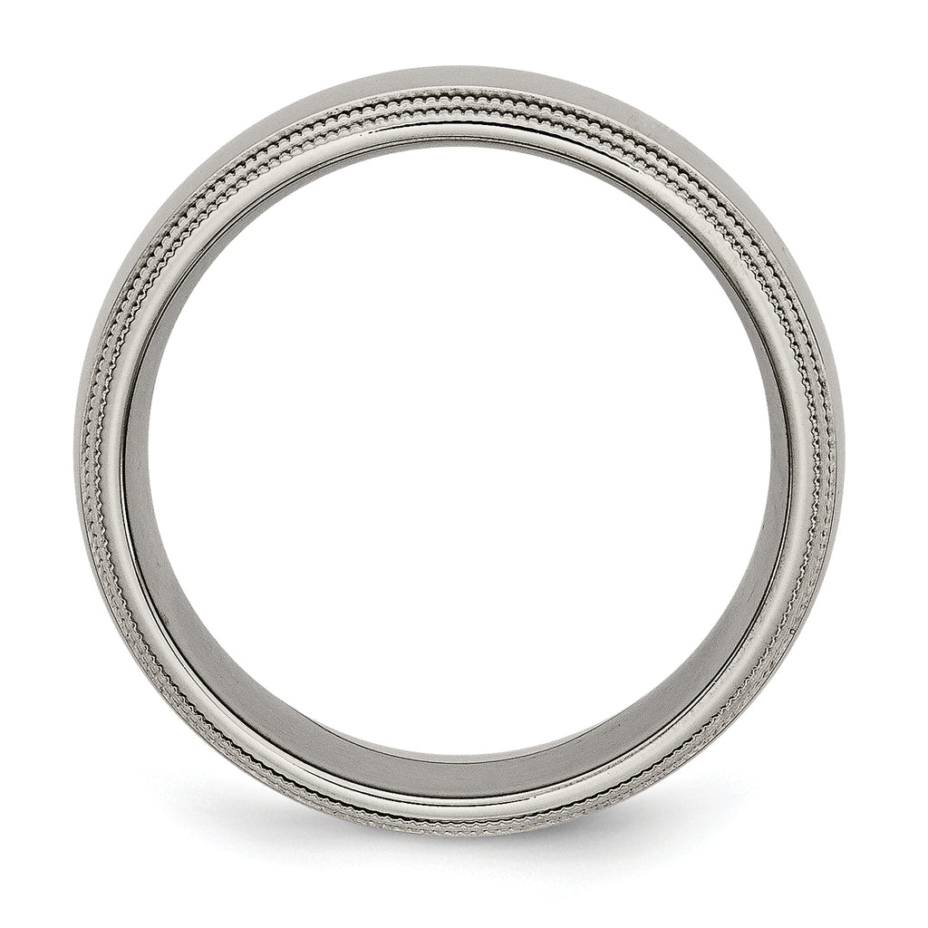Chisel Titanium Polished 8mm Grooved and Beaded Edge Band