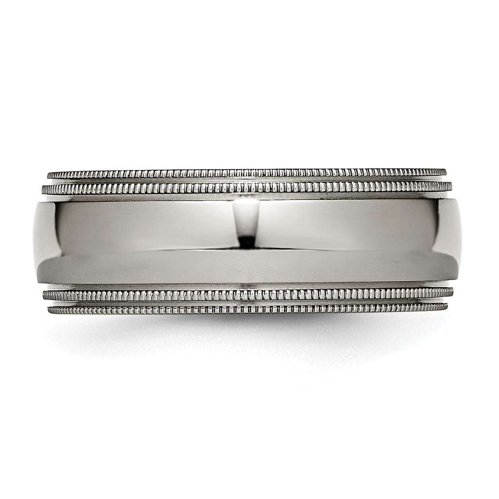 Chisel Titanium Polished 8mm Grooved and Beaded Edge Band