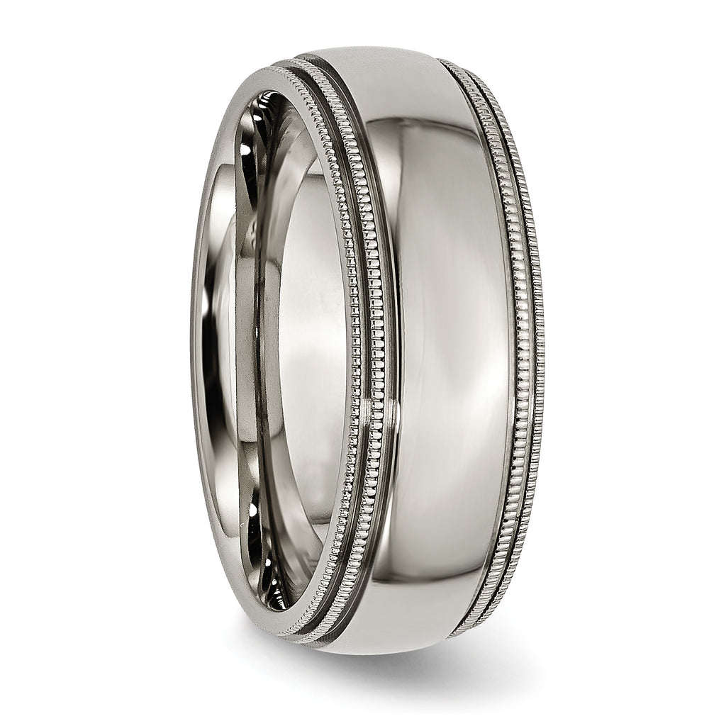 Chisel Titanium Polished 8mm Grooved and Beaded Edge Band