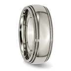 Chisel Titanium Polished 8mm Grooved and Beaded Edge Band