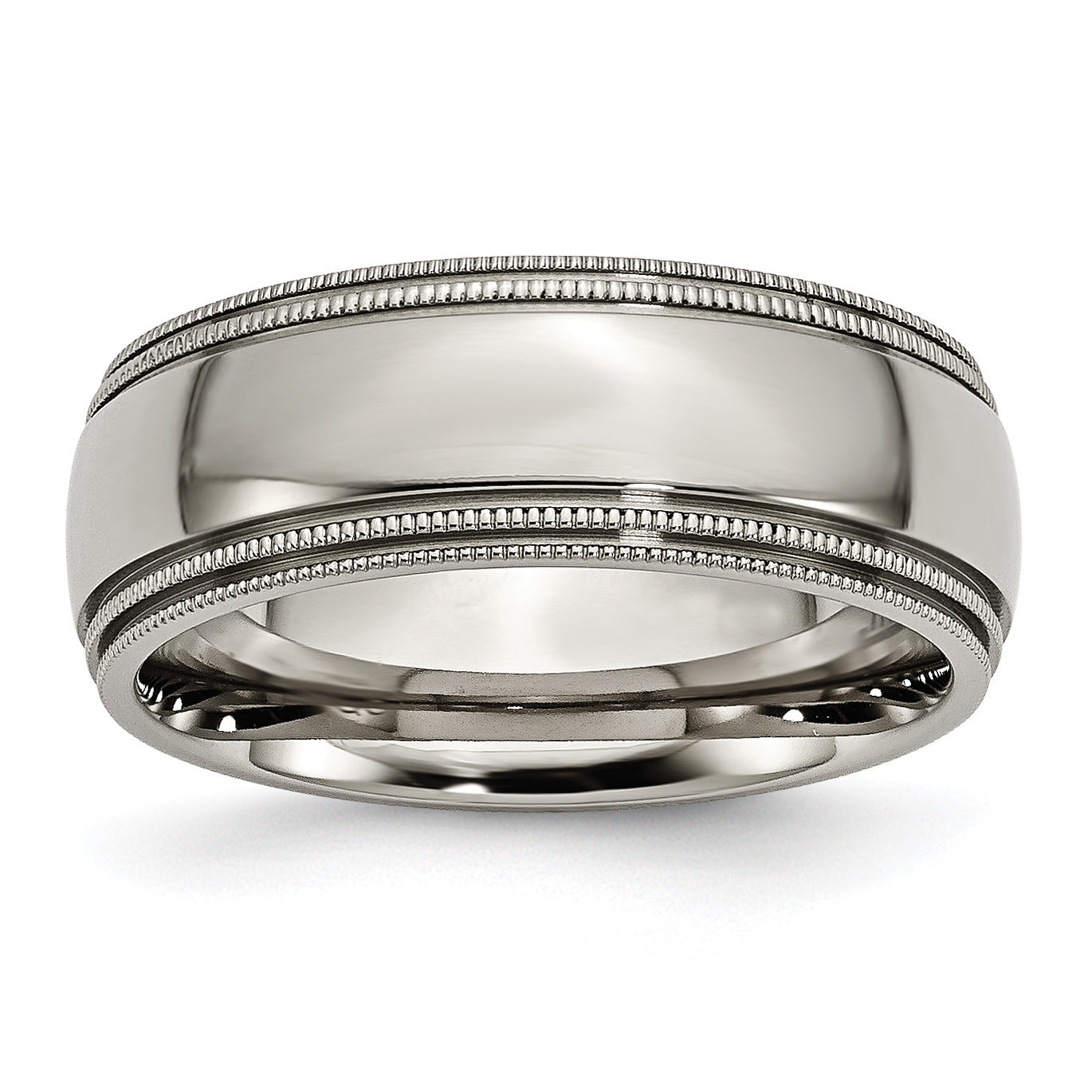 Chisel Titanium Polished 8mm Grooved and Beaded Edge Band Main image