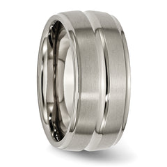 Chisel Titanium Brushed and Polished 10mm Grooved Ridged Edge Band
