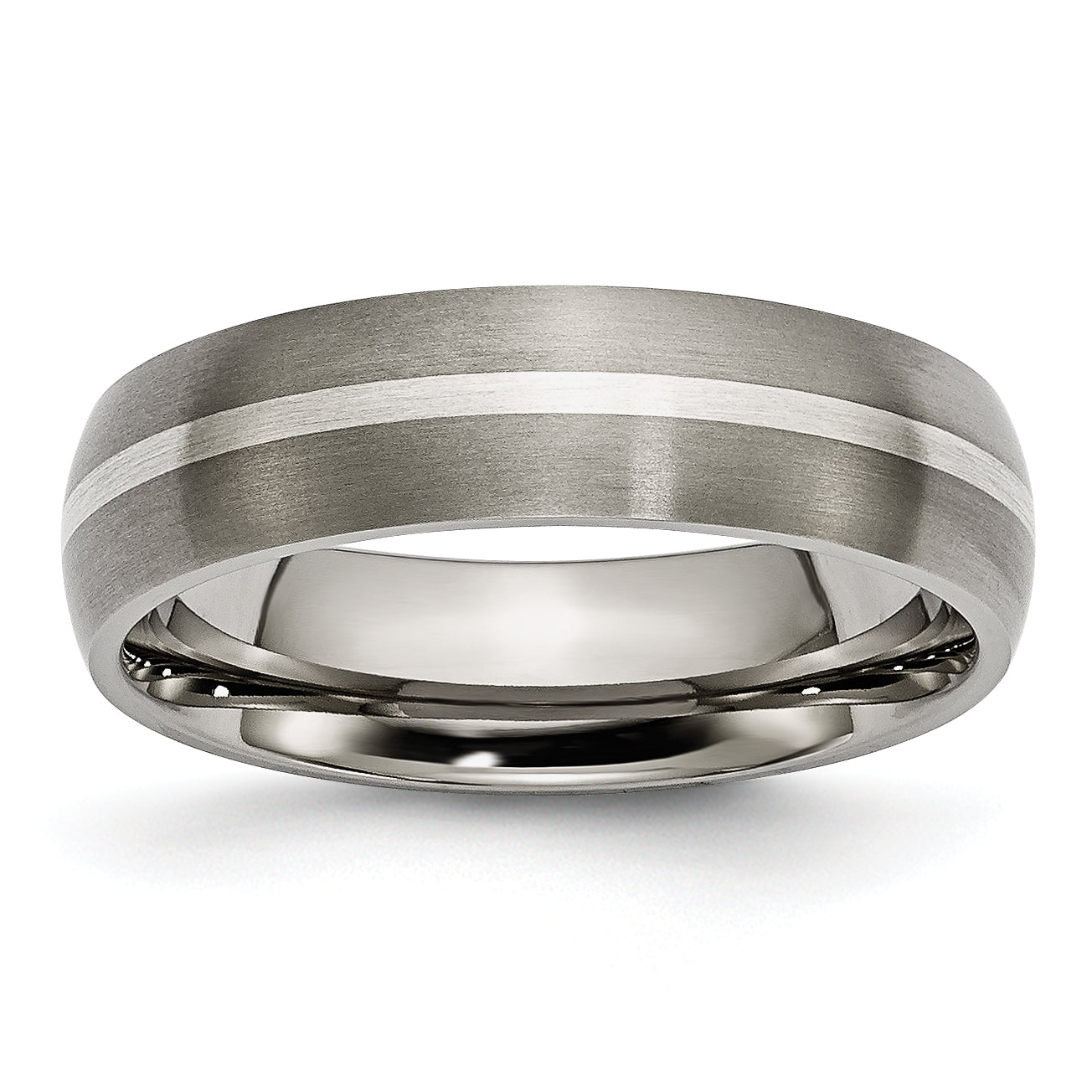 Chisel Titanium Brushed with Sterling Silver Inlay 6mm Band Main image