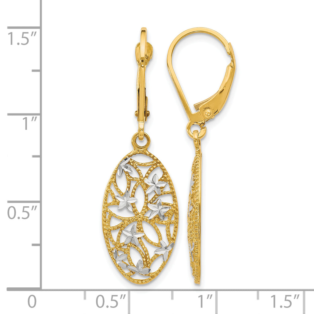 10K Yellow Gold Diamond-Cut Leverback Earrings