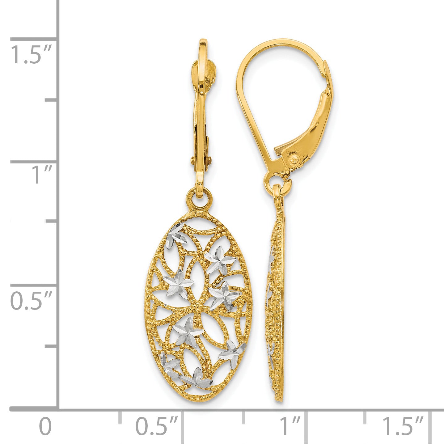 10K Yellow Gold Diamond-Cut Leverback Earrings