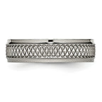 Titanium Ridged Edge Weave Design 6mm Polished Band