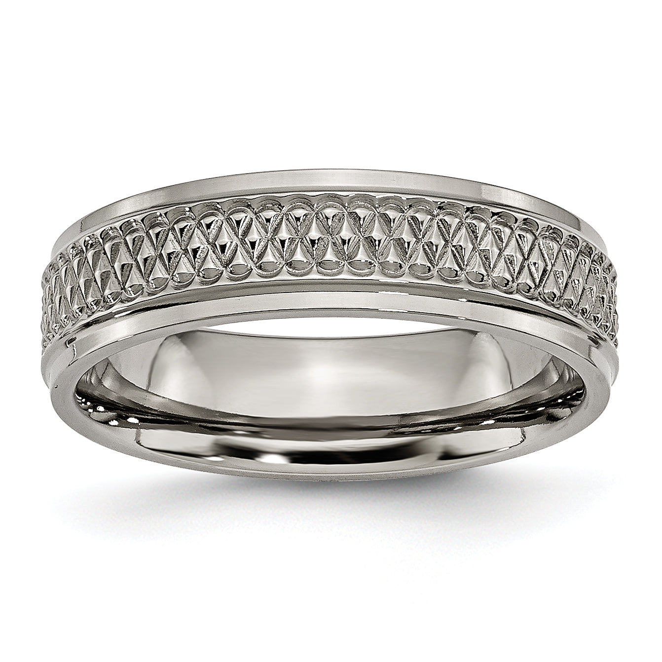 Titanium Ridged Edge Weave Design 6mm Polished Band Main image