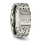 Chisel Titanium Brushed Cross Design 8mm Flat Band