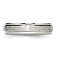 Chisel Titanium Brushed and Polished 6mm Grooved Edge Band