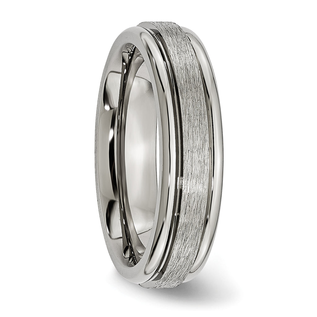 Chisel Titanium Brushed and Polished 6mm Grooved Edge Band