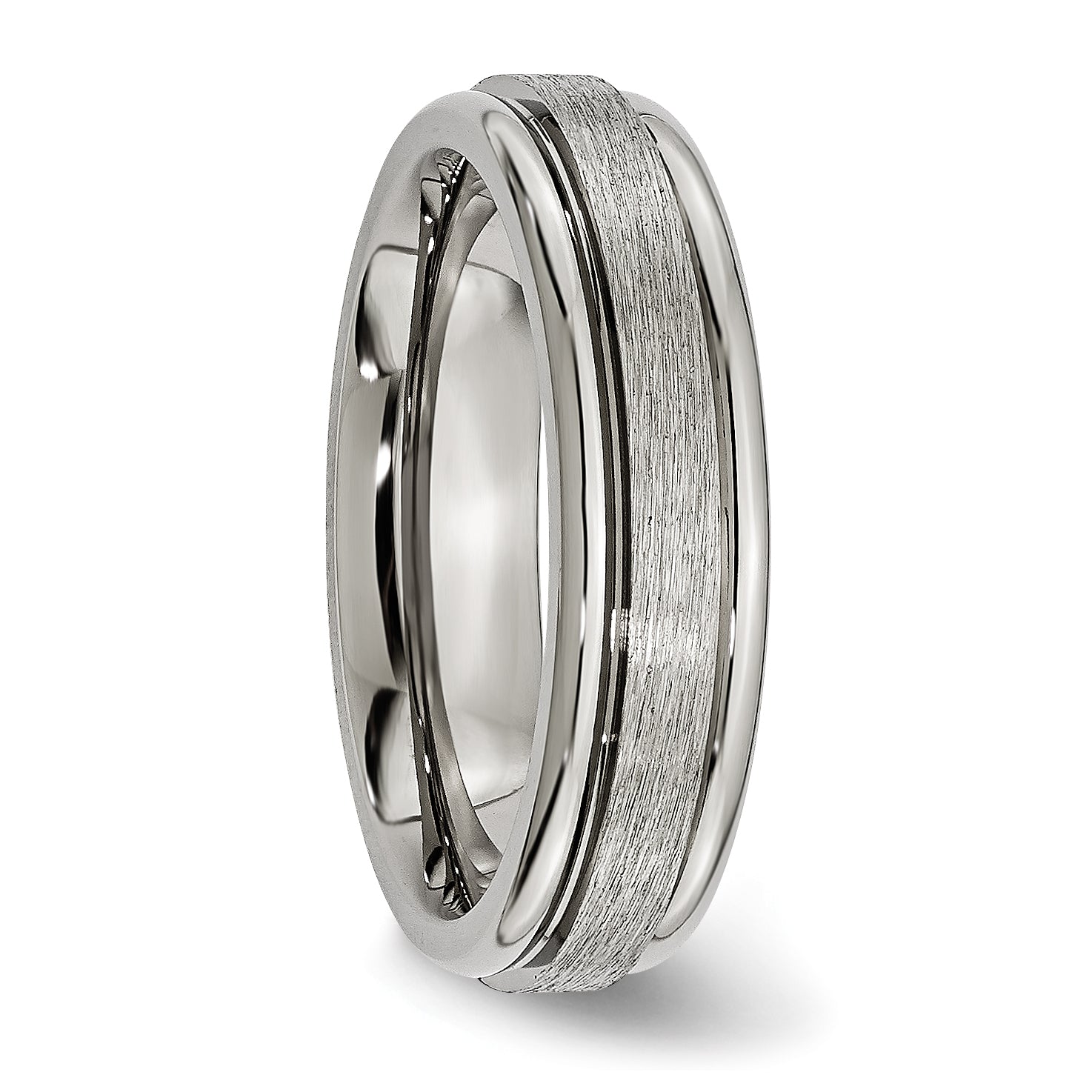 Chisel Titanium Brushed and Polished 6mm Grooved Edge Band