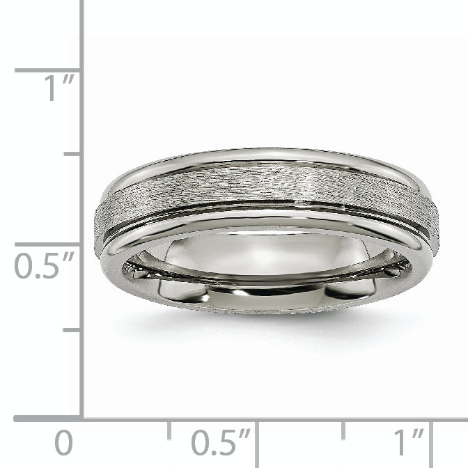 Chisel Titanium Brushed and Polished 6mm Grooved Edge Band