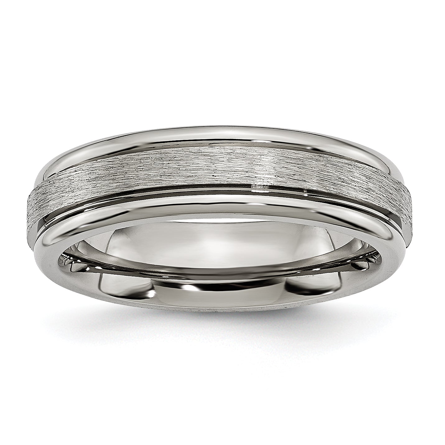 Chisel Titanium Brushed and Polished 6mm Grooved Edge Band Main image