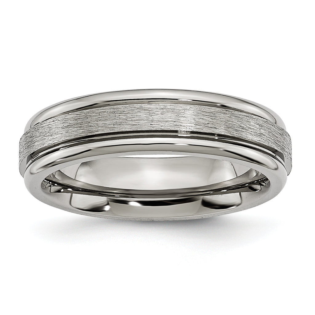 Chisel Titanium Brushed and Polished 6mm Grooved Edge Band