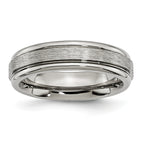 Chisel Titanium Brushed and Polished 6mm Grooved Edge Band