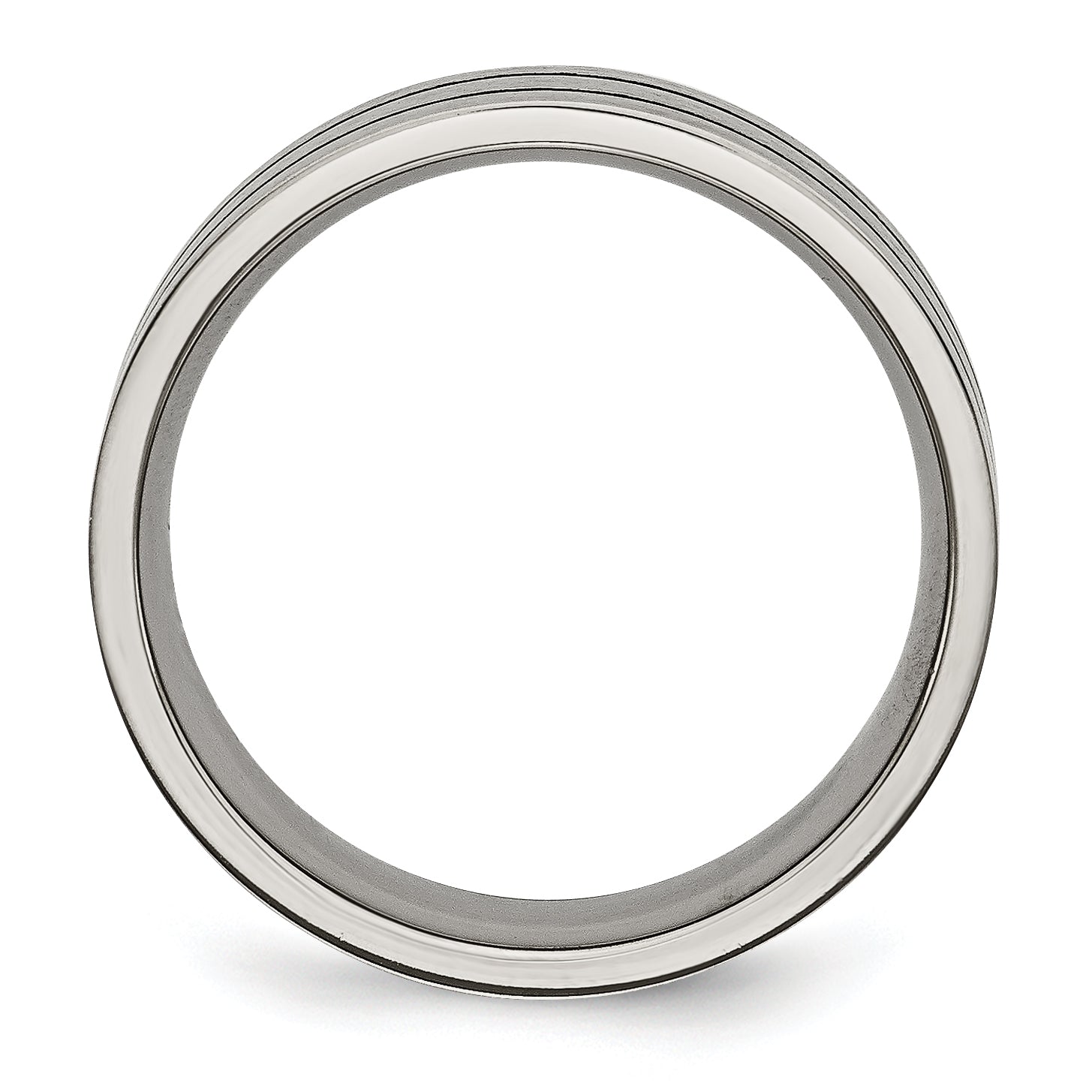 Chisel Titanium Brushed Black Enamel Grooved 7mm Flat Band Secondary image