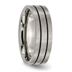 Chisel Titanium Brushed Black Enamel Grooved 7mm Flat Band