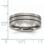 Chisel Titanium Brushed Black Enamel Grooved 7mm Flat Band