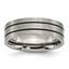 Chisel Titanium Brushed Black Enamel Grooved 7mm Flat Band