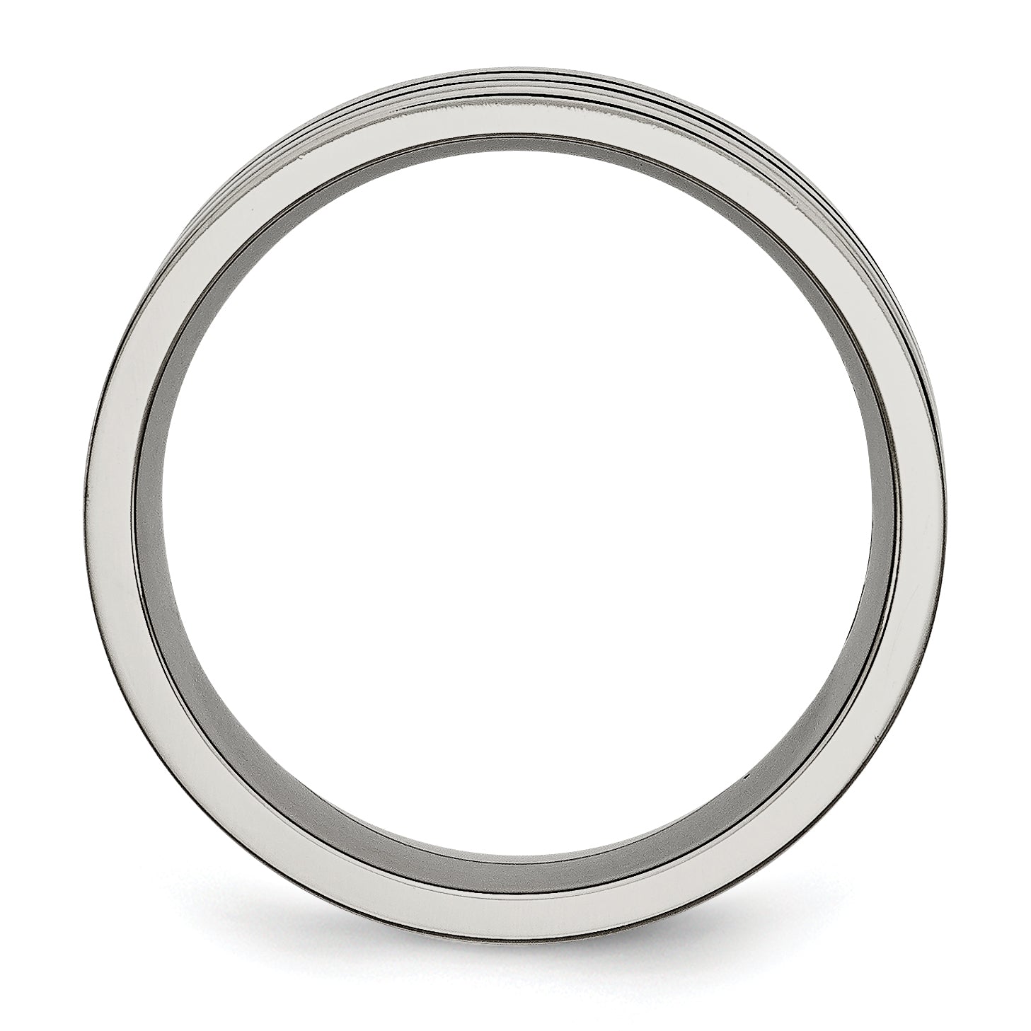 Black Enamel Grooved Wedding Band in Titanium, 8mm Secondary image